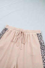 Load image into Gallery viewer, Light French Beige Leopard Print Ribbed Twist Long Sleeve Top Pants Plus Size Set
