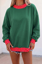 Load image into Gallery viewer, Red Colorblock Polka Dot Contrast Trim Oversized Sweatshirt