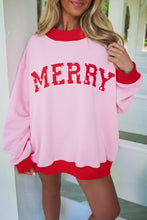 Load image into Gallery viewer, Pink Polka Dot Letter Graphic Colorblock Tunic Sweatshirt