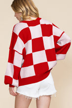 Load image into Gallery viewer, Black Checkered Bishop Sleeve Sweater