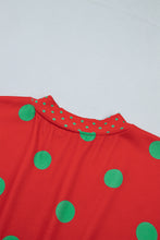 Load image into Gallery viewer, Pink Polka Dot Print Contrast Detail Oversized Tunic Sweatshirt