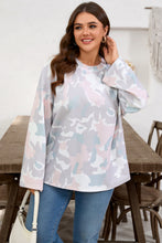 Load image into Gallery viewer, Green Plus Size Camouflage Print Drop Shoulder Loose Pullover Top
