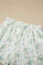 Load image into Gallery viewer, Sky Blue Floral Print Short Sleeve Elastic Waist Pocket Two Piece Set
