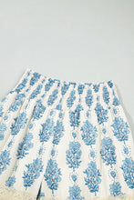Load image into Gallery viewer, Sky Blue Floral Print Lace Patchwork Detail Wide Leg Pants