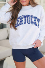 Load image into Gallery viewer, Light Grey High Neck Embroidered Checkered Letter Game Day Sweatshirt