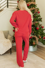 Load image into Gallery viewer, Racing Red MERRY Corded Long Sleeve Top and Pockets Pants Set