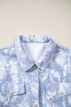 Load image into Gallery viewer, Gray Abstract Print Fuzzy Collar Long Sleeve Patch Pocket Tunic Jacket