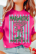 Load image into Gallery viewer, Rose Red Margaritas Made Me Do It Striped Graphic Beach Vacation Tee
