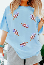 Load image into Gallery viewer, Light Blue Patriotic Sequin Popsicle T Shirt