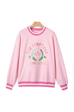 Load image into Gallery viewer, Pink Embroidered Tennis Club Crew Neck Pullover Sweatshirt