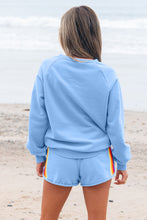 Load image into Gallery viewer, Bonbon Striped Accent Pullover and Shorts Two Piece Casual Set