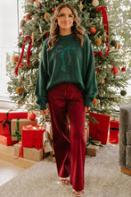 Load image into Gallery viewer, Blackish Green Plaid Bow Detail Drop Shoulder Christmas Sweater