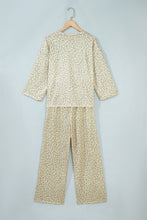Load image into Gallery viewer, Pink Leopard Print Varsity Striped Detail 3/4 Sleeve Top Shift Pant Set