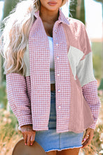 Load image into Gallery viewer, Pink Houndstooth Color Contrast Textured Patchwork Loose Shacket