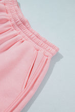 Load image into Gallery viewer, Light Pink High Neck Exposed Seam Drop Shoulder Baggy Pullover Short Set