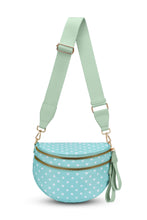 Load image into Gallery viewer, Blackish Green Retro Polka Dot Print Double Zip Crossbody Bag
