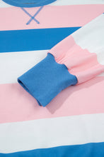 Load image into Gallery viewer, Pink Stripe Side Split Oversized Long Sleeve Top
