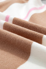 Load image into Gallery viewer, Pink Stripe Striped Colorblock V Neck Long Sleeve Tunic Sweater