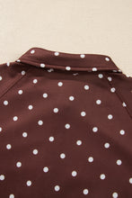 Load image into Gallery viewer, Pink Polka Dot Print Metal Button Collar Casual Pullover Sweatshirt