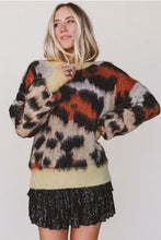 Load image into Gallery viewer, Khaki Leopard Print Drop Shoulder Long Sleeve Round Neck Sweater