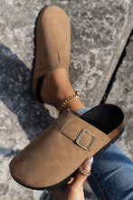 Load image into Gallery viewer, Light French Beige Suede Buckle Detail Slippers