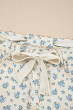 Load image into Gallery viewer, Beige Grommet Knot Waist Floral Barrel Leg Jeans