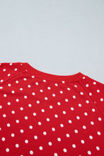 Load image into Gallery viewer, Red Polka Dot Drawstring Wide Leg Long Sleeve Top Pant Set