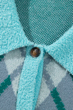 Load image into Gallery viewer, Green Plaid V Neck Long Sleeve Shift Cardigan Sweater