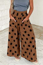 Load image into Gallery viewer, Brown Polka Dot Wide Leg Elastic Waist Casual Pants