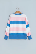 Load image into Gallery viewer, Pink Stripe Side Split Oversized Long Sleeve Top