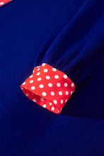 Load image into Gallery viewer, Red Colorblock Polka Dot Contrast Trim Oversized Sweatshirt