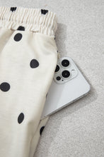 Load image into Gallery viewer, Beige Polka Dot Half Sleeve Loose Top Elastic Waist Casual Pants Set