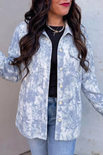 Load image into Gallery viewer, Gray Abstract Print Fuzzy Collar Long Sleeve Patch Pocket Tunic Jacket