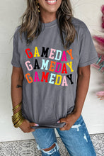 Load image into Gallery viewer, Gray Colorful GAME DAY Graphic Crew T Shirt