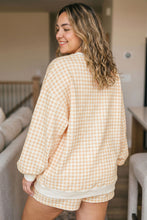 Load image into Gallery viewer, Yellow Gingham Loose Pullover Top Drawstring Shorts Plus Size Set