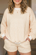 Load image into Gallery viewer, Yellow Gingham Loose Pullover Top Drawstring Shorts Plus Size Set