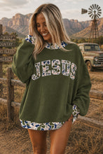 Load image into Gallery viewer, Coffee Western Contrast Detail Letter Graphic Baggy Sweatshirt