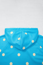 Load image into Gallery viewer, Blue Polka Dot Hooded Drawstring Long Sleeve Plus Size Set