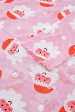 Load image into Gallery viewer, Pink Abstract Santa Print Stand Neck Sheath Long Sleeve Top