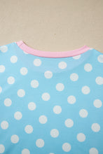 Load image into Gallery viewer, Sky Blue Polka Dot Short Sleeve Top and Pants Set