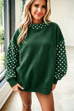 Load image into Gallery viewer, Orange Polka Dot Contrast Round Neck Long Sleeve Baggy Sweatshirt