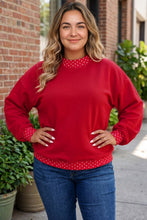 Load image into Gallery viewer, Orange Polka Dot Patchwork Round Neck Plus Size Sweatshirt