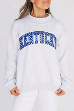 Load image into Gallery viewer, Light Grey High Neck Embroidered Checkered Letter Game Day Sweatshirt