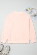 Load image into Gallery viewer, Apricot Pink Bow Knot Duck Faux Patchwork Printed Mock Neck Sweatshirt