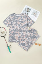 Load image into Gallery viewer, Multicolour Camouflage Short Sleeve Top and High Waist Wide Leg Pants Set