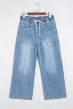 Load image into Gallery viewer, Beau Blue Drawstring Waist Wide Leg Ankle Length Jeans