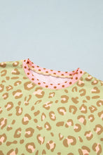Load image into Gallery viewer, Pink Leopard Polka Dot Colorblock Trim Long Sleeve Top
