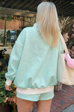 Load image into Gallery viewer, Red Stripe Oversize Mock Neck Sweatshirt and Shorts Set