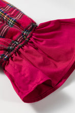 Load image into Gallery viewer, Red Plaid Tie Neck Ruffle Cuffs Long Sleeve Shift Blouse
