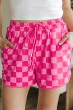 Load image into Gallery viewer, Black Checkered Drawstring Elastic Waist Casual Shorts